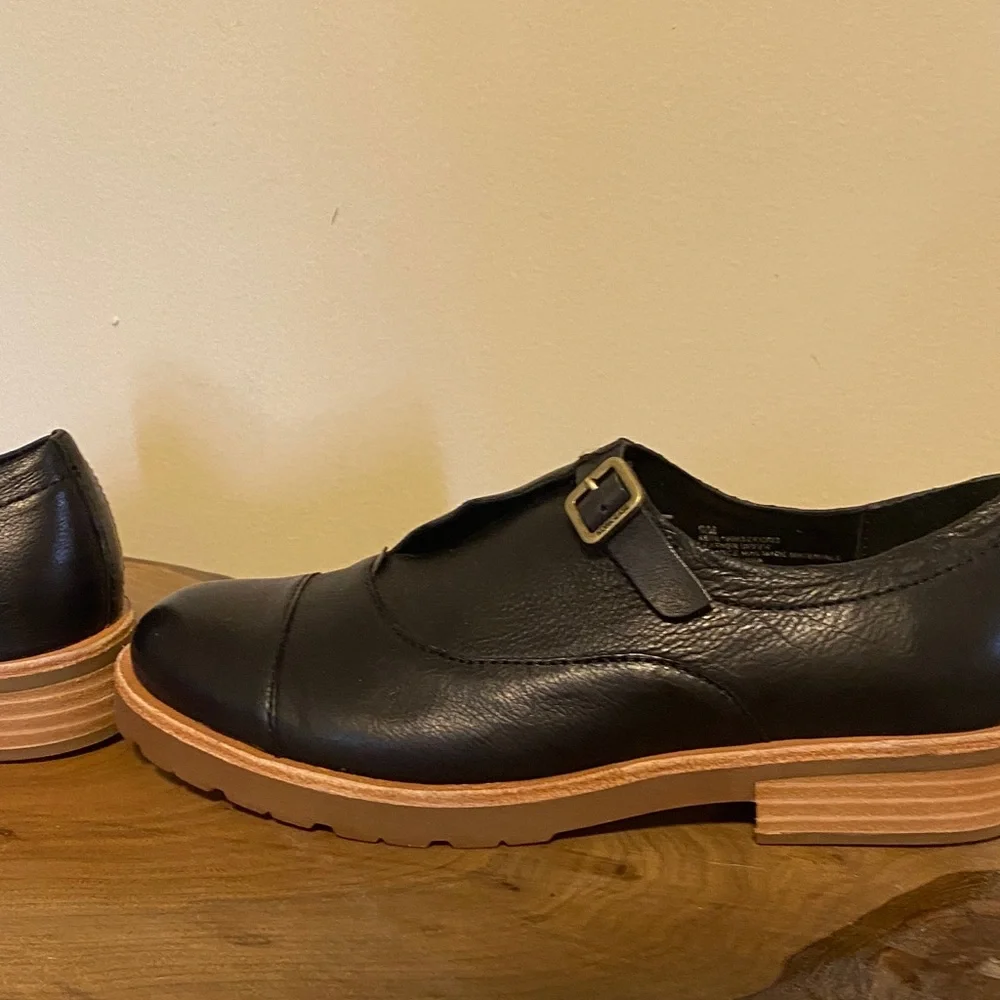 Kork-Ease Black Leather Flats with Tan Soles - Picture 3 of 9